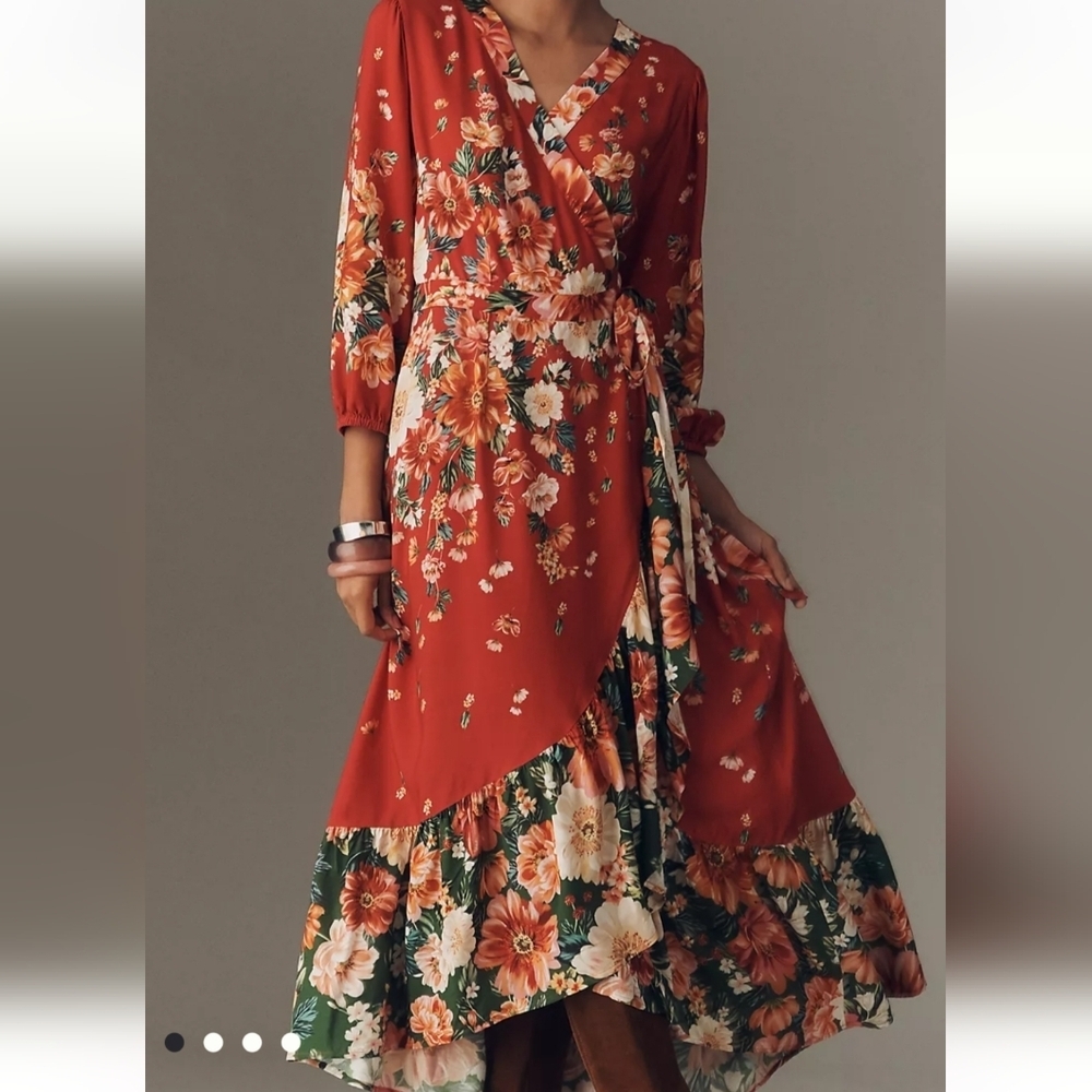 Farm Rio Red Floral Midi Dress Ladies XS S & M